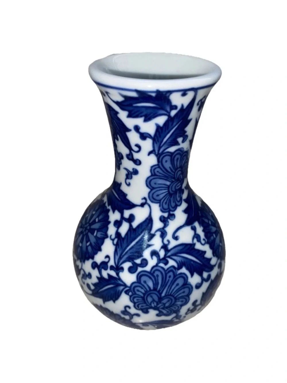 Vintage Bombay Blue and White Porcelain Bud‎ Vase Chinoiserie Floral